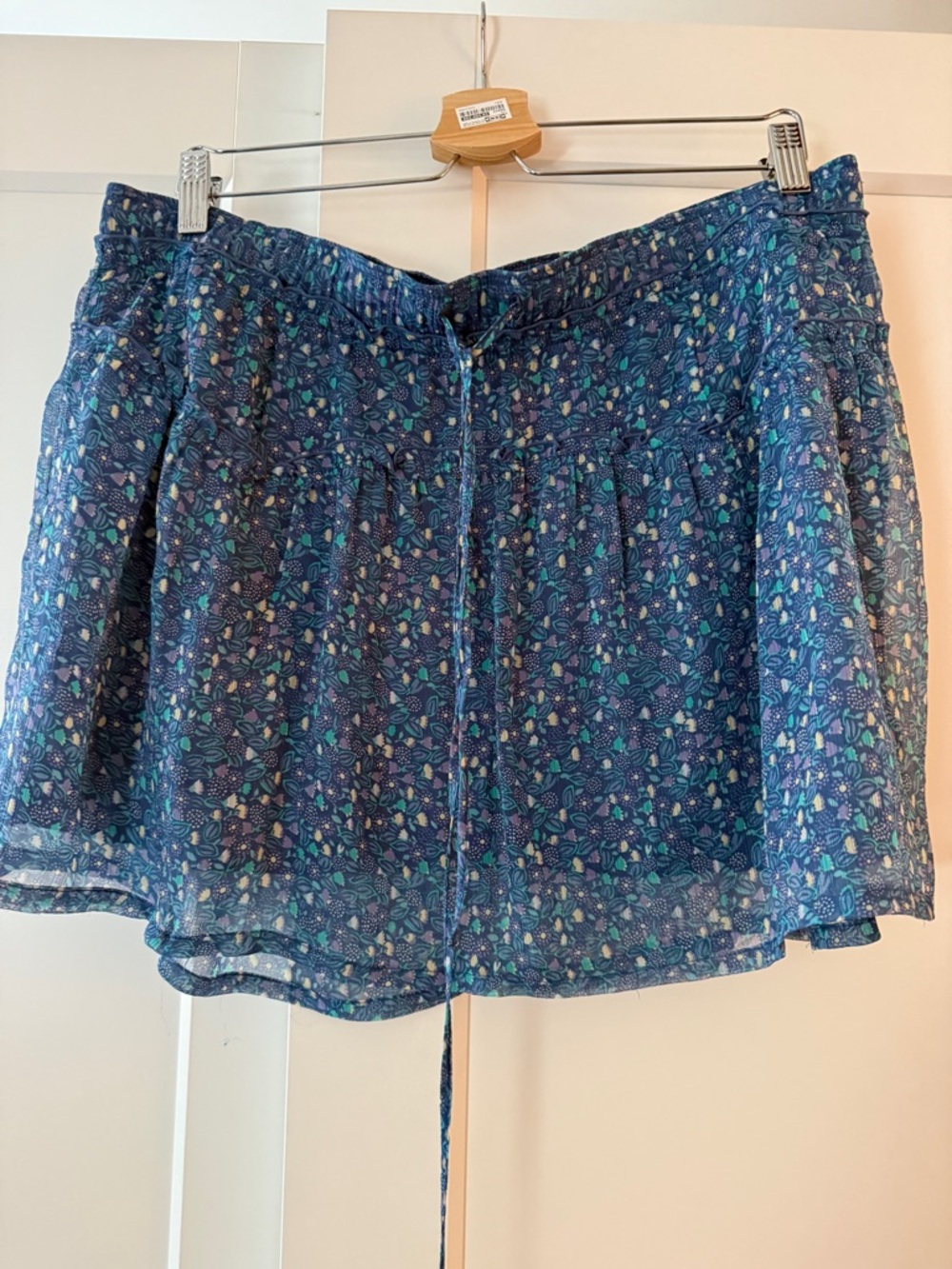 American Eagle Blue Ruffle Mini Skirt sz L Airy Celestial 2010s Festival